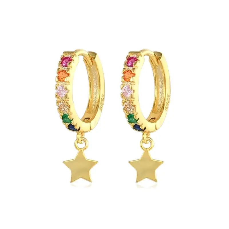 Colorful Crystal Earrings 925 Sterling Silver Ear Needle Stud Earrings for Women Cross Dangle Earrings Party Wedding Jewelry