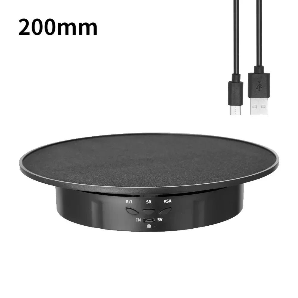 Electric 360 Degree Rotating Display Stand 3Speed Mirror Turntable Jewelry Stand Battery/USB Power Supply,Photography Shooting