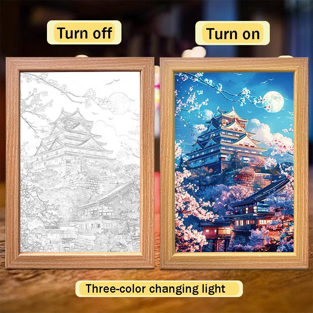 Beautiful city, Japan, Mount Fuji light picture frame, Led night light, wall light, home decoration, Christmas gift, moon light