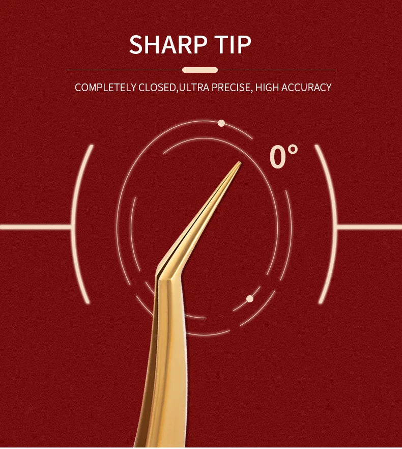 1PC Eyelash Tweezer For False Eyelash Extension Lash Fan Eyebrows Nail Art Clip Cilia Gold Stainless Steel Tweezers Makeup Tools