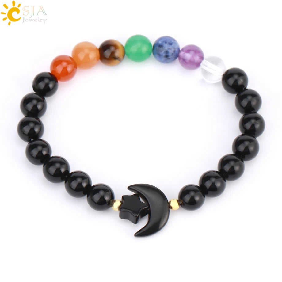Natrual Stone Bracelet for Women Energy Star Moon Crystal Charm Tiger Eye Pink Quartz Bangle Bead Bracelets Relationship T019