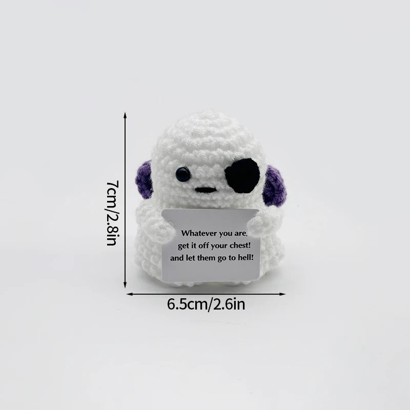 Kawaii Halloween Crochet Ghost Keychain Desktop Ornament Mini Handmade Knitted Keyring Accessories Bag Pendant Gifts Home Decor