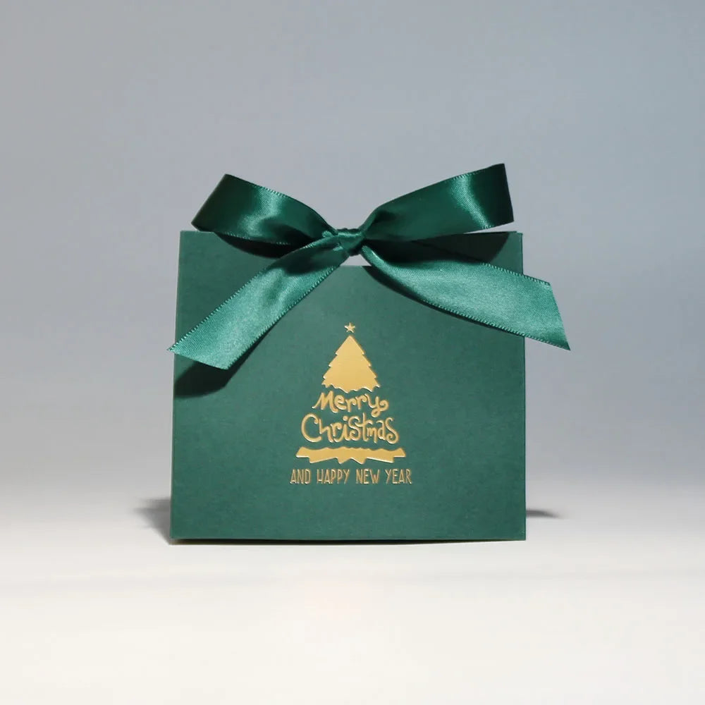 Green Christmas Tree Style Candy box Gift Boxes and Bags with Ribbon for Wrapping Cookies and Candy Deluxe Christmas Gift Bags