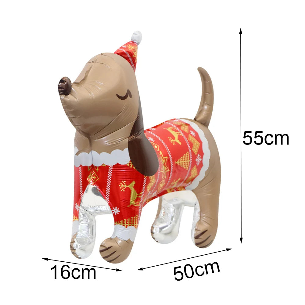 Large Standing Christmas Streetlights Balloon Puppy Snowman Santa Claus Foil Balloon for Kids Christmas Gift Home Decor Supplies