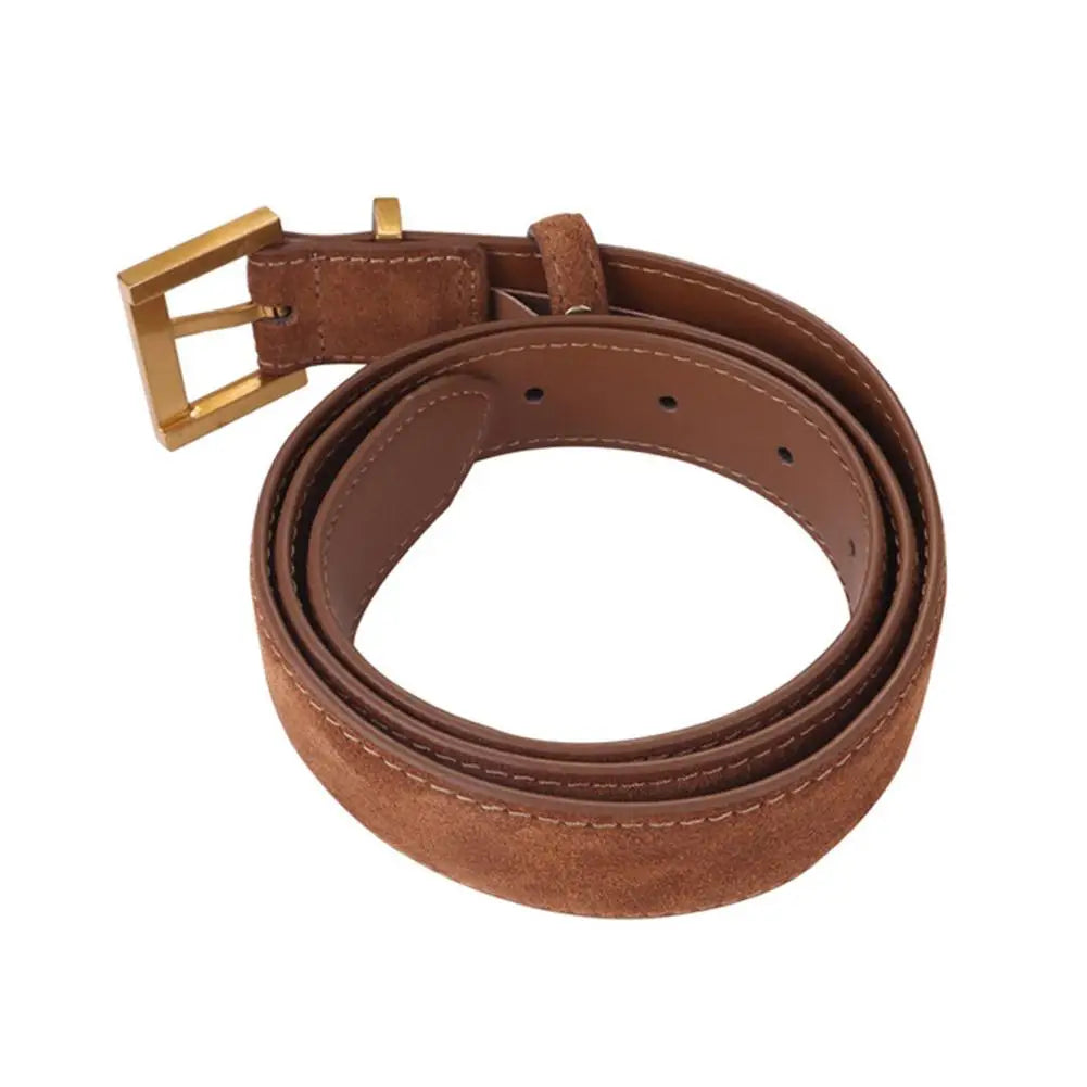 2025 Women Luxury Design Suede Leather Belt Casual Business Versatile Pin Buckle Waist Strap