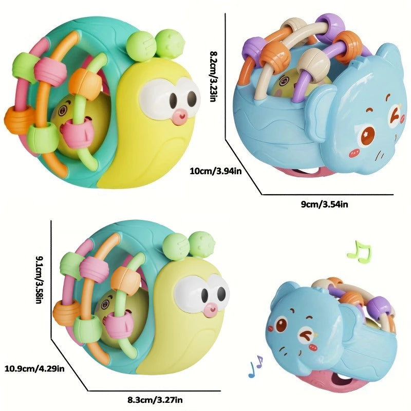 Cute Hand-Held Snail Baby Rattle Early Education Puzzle Toy Plastic Ball Birthday Christmas Gift for Infants