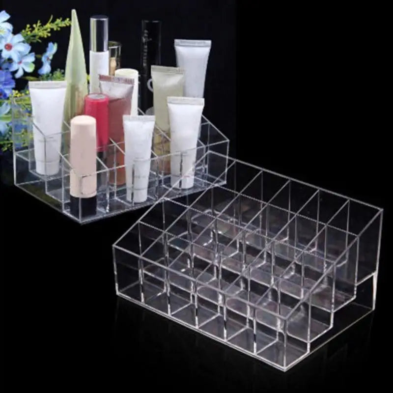 24 Grids Lipstick Holder Display Rack Case Cosmetic Nail Polish Make Up Organiser Box Large Size Acrylic Makeup Organizer