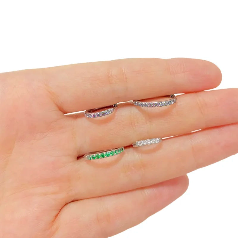 ASTM F136 Titanium PIERC Nose Ring Ear Tragus Hinged Segment Clicke Hoop CZ Paved Side Earring Large Size 8mm-14mm Body Piercing