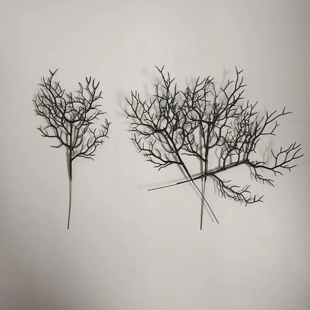 5pcs Black Halloween Artificial Dead Branch Antlers Shape Artificial Plastic Tree Branch Realistic Exquisite