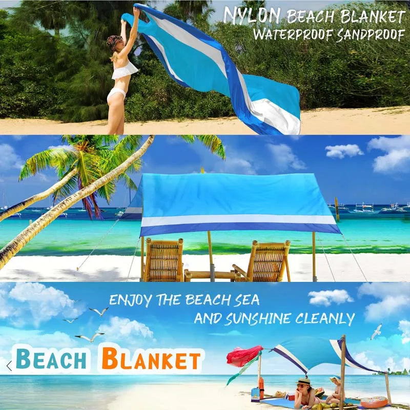 Oversized Sandproof Beach Picnic Mat Waterproof Pocket Beach Blanket Outdoor Tent Sunscreen Foldable Lightweigh Beach Towels