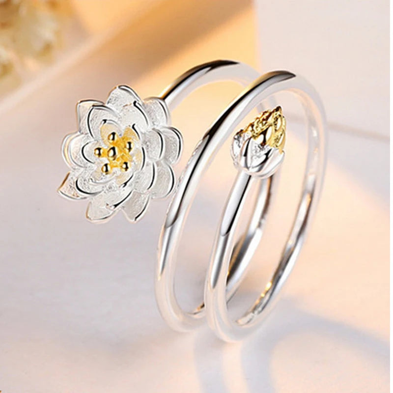 Vintage Rose Flower Rings For Women Korean Style Adjustable  Sakura Princess Finger Ring Bride Wedding Engagement Party Jewelry