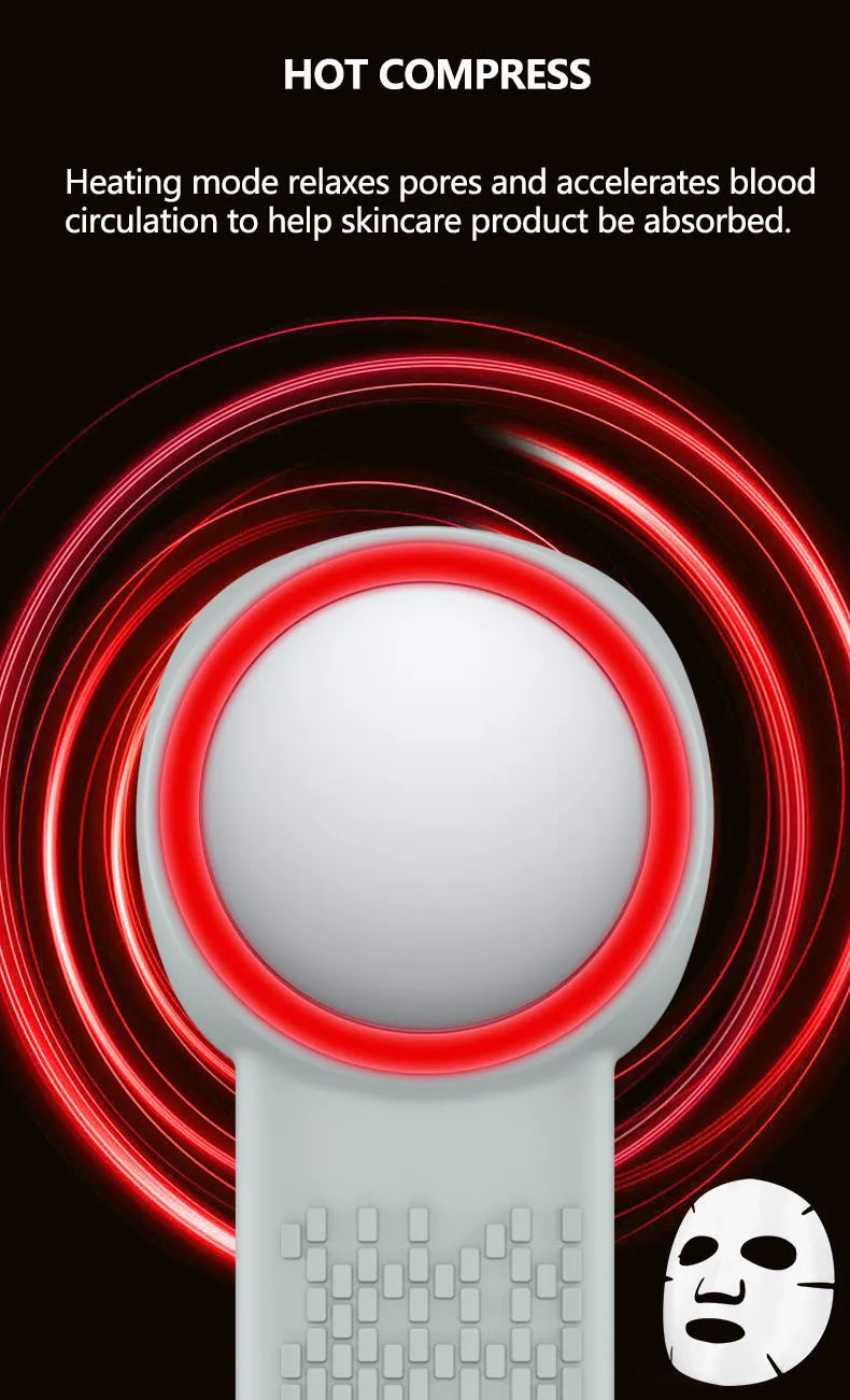 6 in 1 Sonic Facial Cleansing Brush with Thermal Function, Waterproof Skin Cooling Massager, Silicone Facial Cleansing Device