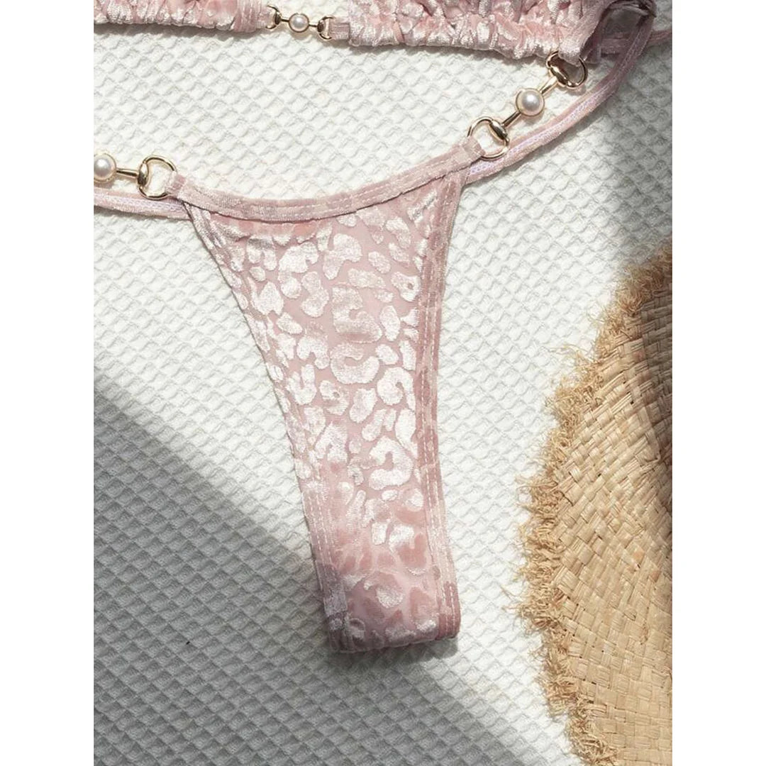 S- XL Leopard Halter Mini Micro Thong Bikini Women Swimwear Female Swimsuit Two-pieces Bikini set Bather Bathing Suit Swim V5207