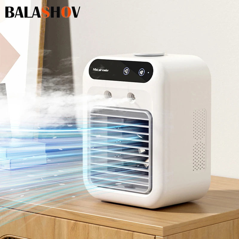 Mini Portable Humidifier Fan Air Conditioner Household Small Air Cooler Portable Air Adjustment Office Oil Diffuser Fast Cooling