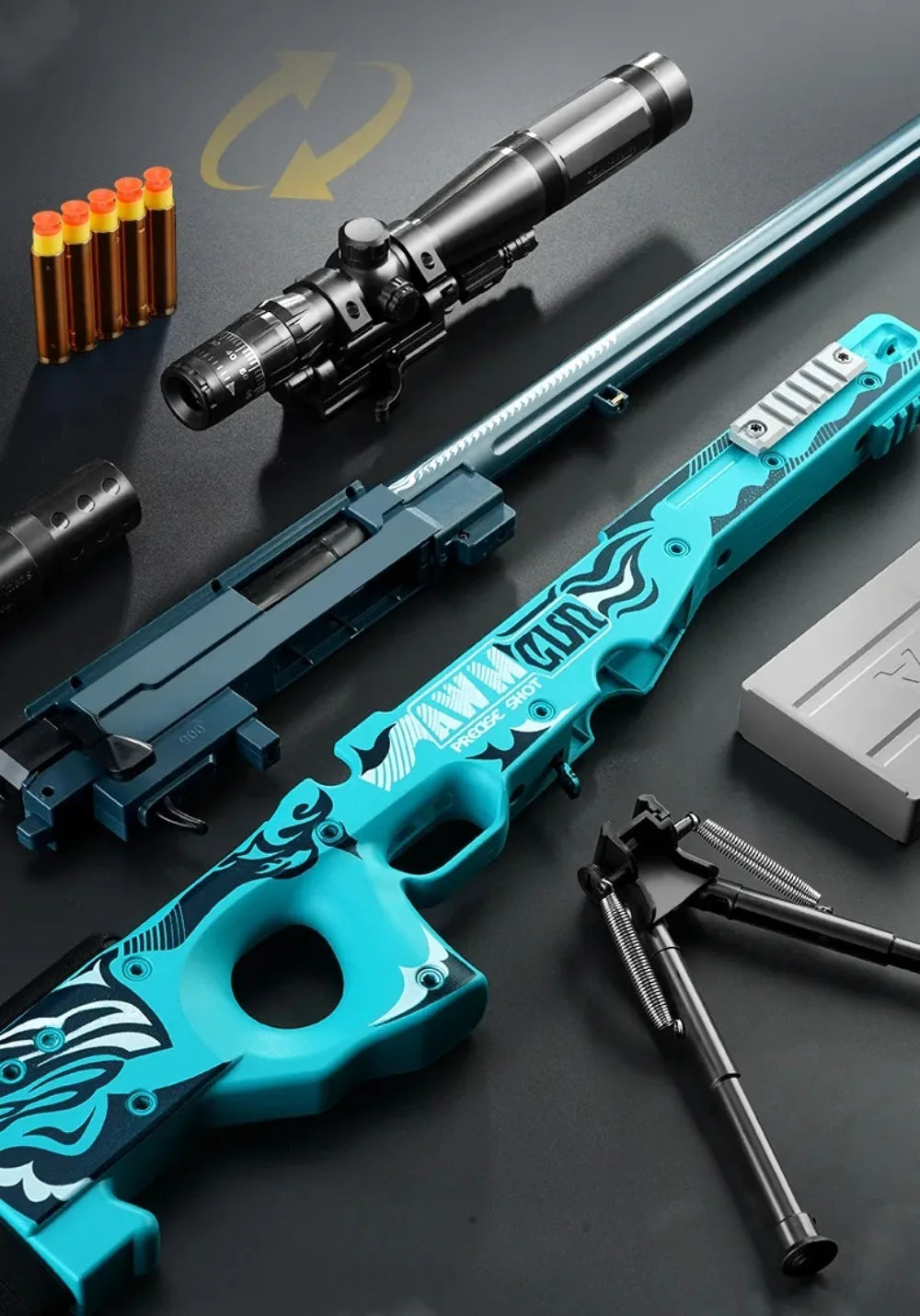 AWM Shell Soft-Bullet Gun Can Be Fired Toy Gun Manually Loaded Outdoor Combat Sniper Rifle Model Christmas Gift for Boy Adult