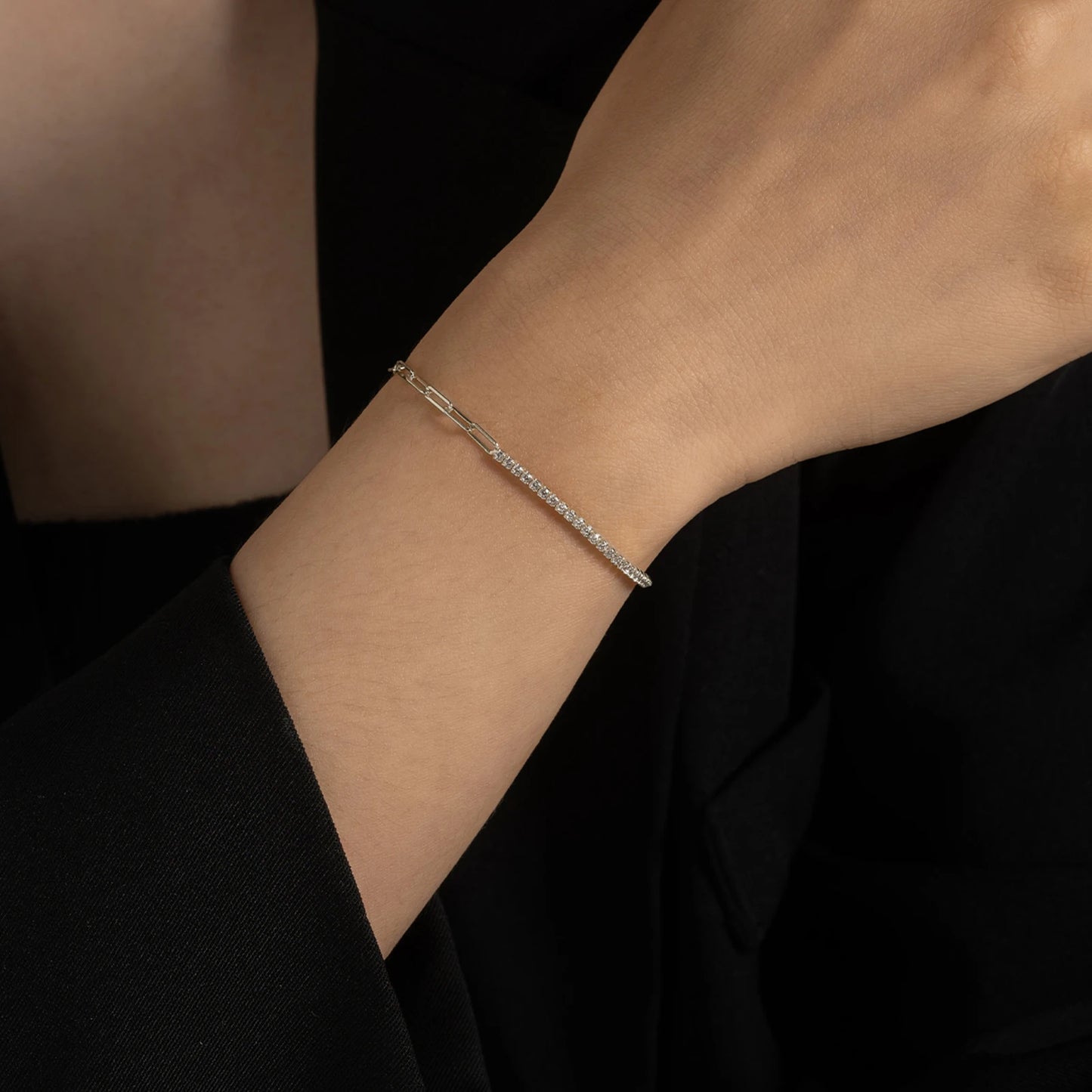 VEWANT 925 Sterling Silver Rainbow Colorful Zircon CZ Chain Bracelet Women Fine Jewelry Rock Punk Wedding Anniversary Gift