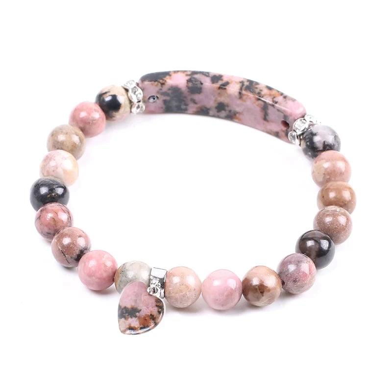 Natrual Stone Bracelet for Women Energy Star Moon Crystal Charm Tiger Eye Pink Quartz Bangle Bead Bracelets Relationship T019