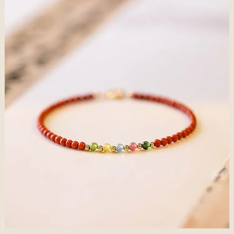 Natural South Red Agate Attract Wealth Red Bracelet Women's Superfine Tourmaline HandString Solicit wealth Money drawing Fortune