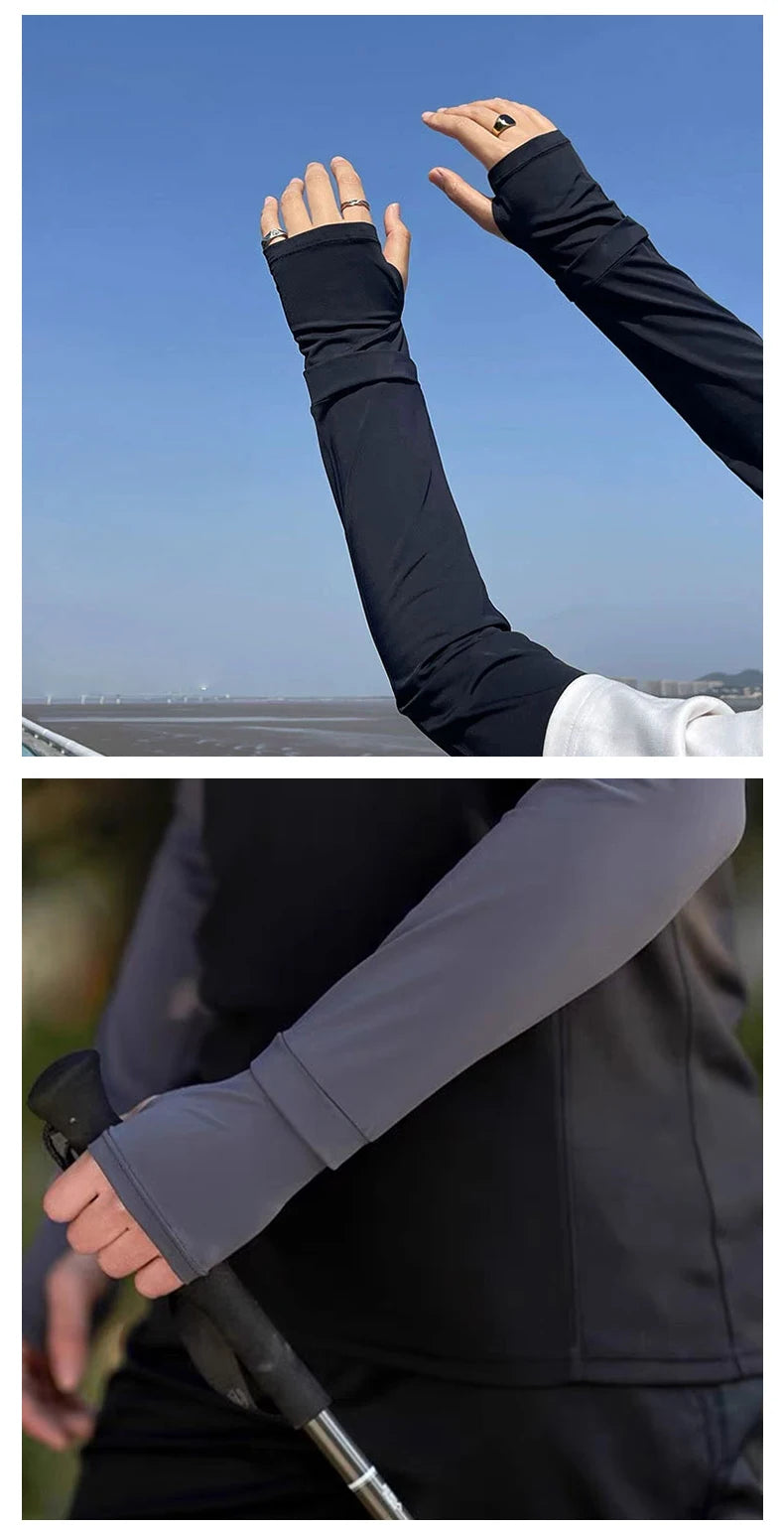 Arm Sleeves with Thumb Hole UV Protection Cooling Arm Sleeves Summer Arm Cover for Sports Workouts Cycling Driving