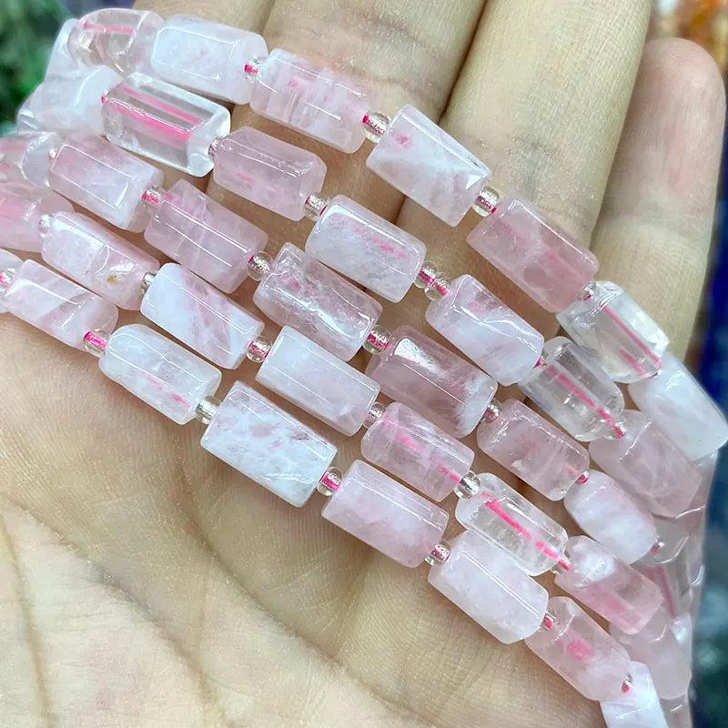 Natural Tourmaline Apatite Emerald Agates Amethysts Jades Cylinder Stone Spacer Beads for Jewelry Making DIY Bracelet 7.5inch