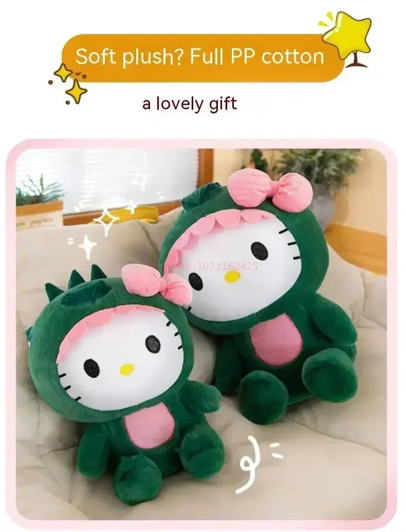 Sanrio Dinosaur Hello Kitty Plush Toy Kawaii Anime Kitty Plushie Pillow Cute 35/50/65cm/80cm Cartoon Stuffed Doll Christmas Gift