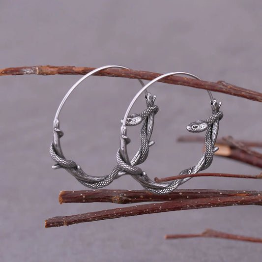 Gothic Animal Snake Hoop Earrings Fashion Simple Stainless Steel Men's and Women's Universal Earrings Rock Party Jewelry Gifts