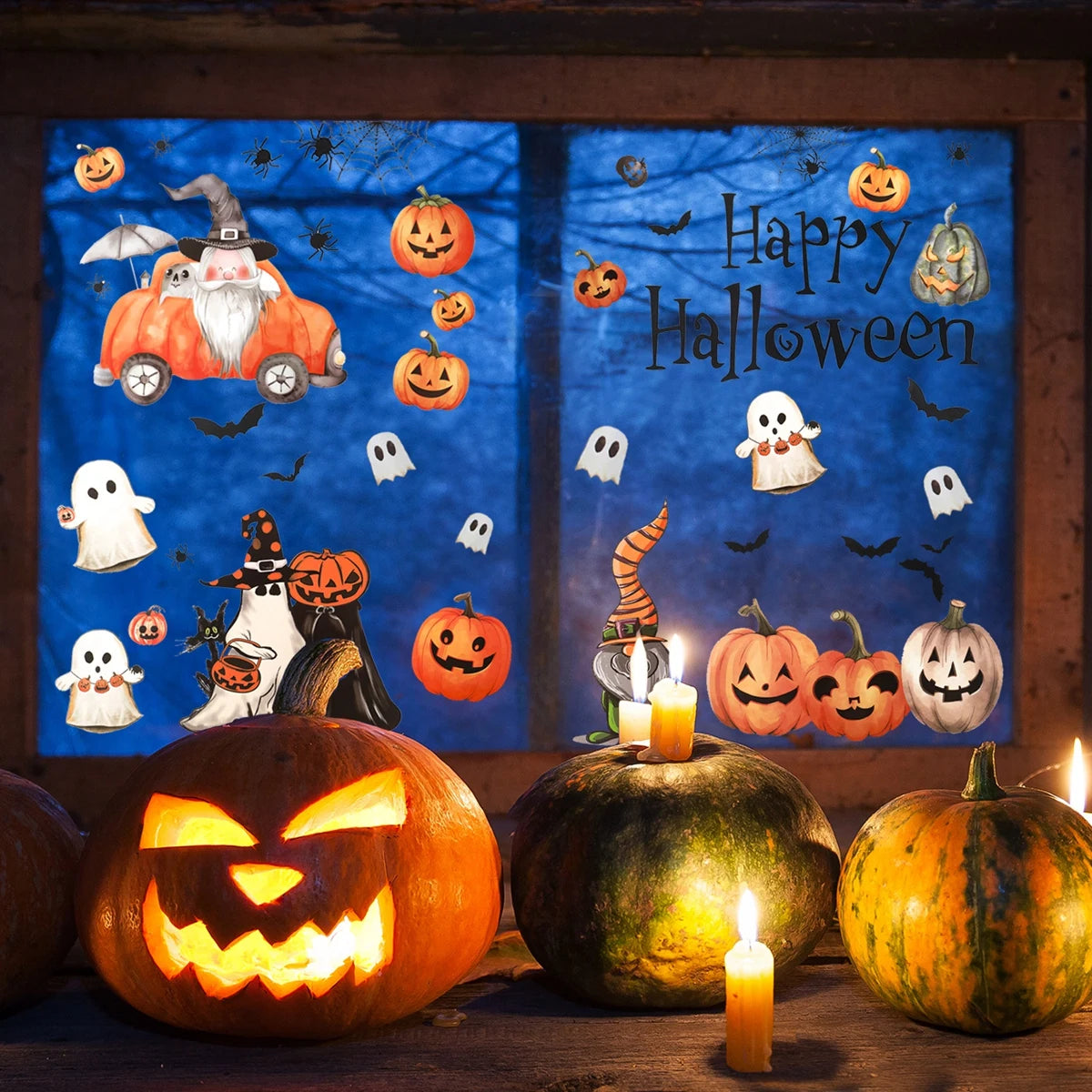 Halloween Window Sticker Halloween Theme Party Home Window Decoration Pumpkin Bat Window Stickers Trick or Treat Party Supplies