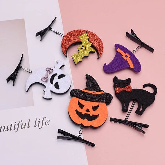 Halloween Girl Hair Clips Set  Ghost Witch Hat Pumpkin Barret  Accessories For Child Hairclip Cosplay Parties Hair Accessories