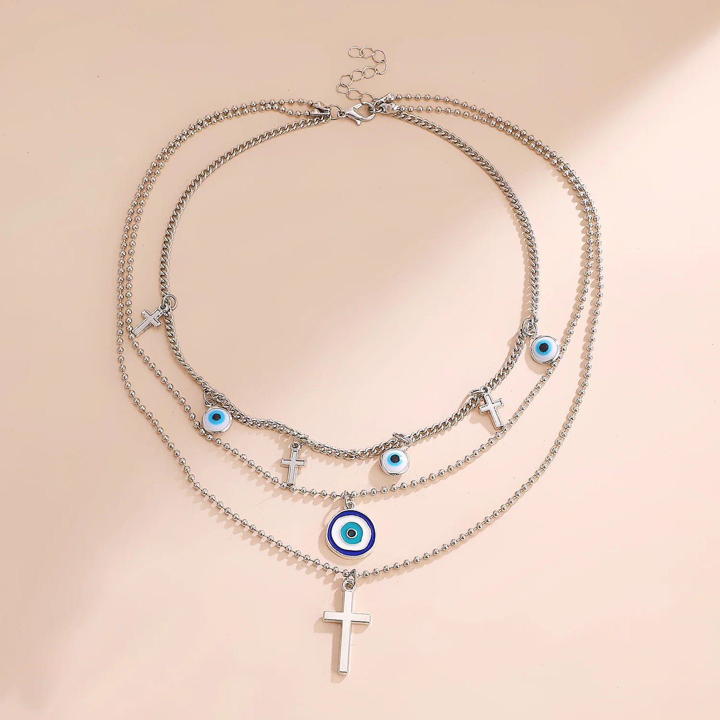 3 Layers Evil Eye Golden Pendant Necklace for Women Men Necklace Waterproof Chain Pendant For Girls Party Jewelry Gift