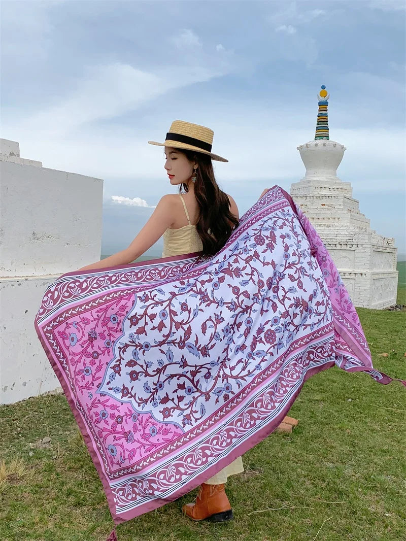 Travel Beach Sunscreen Scarves for Women Bikini Large Sarong Wrap Scarf Brazilian Swimsuit Bathing Cover-ups 17 Styles 90x180cm