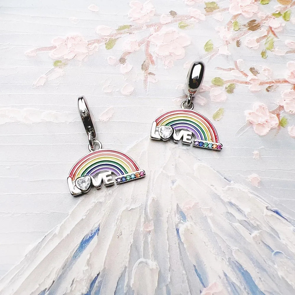 Colourful Rainbow Charms Pendant European Handmade Jewelry Spread Love Romantic Gift For Ladies Men New Pure 925 Sterling Silver