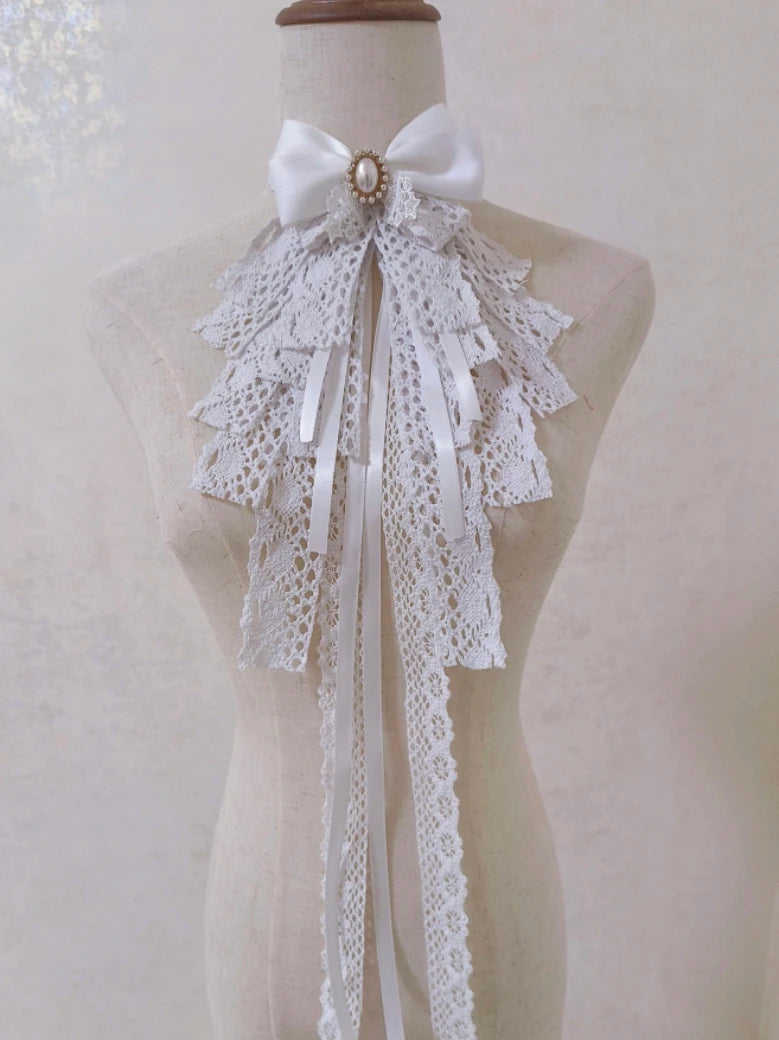 Luxury Bow Neck Tie Lush Vintage Black Bow Tie Gothic Large Bow  Rhinestone for Collared Shirt Cosplay Dark Girl Accessories