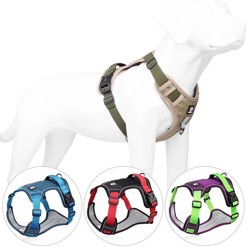 Durable Dog Harness Vest with Handle Explosionproof Pet Chest Strap Reflective Labrador Bulldog Walking Harness Dogs Accessories