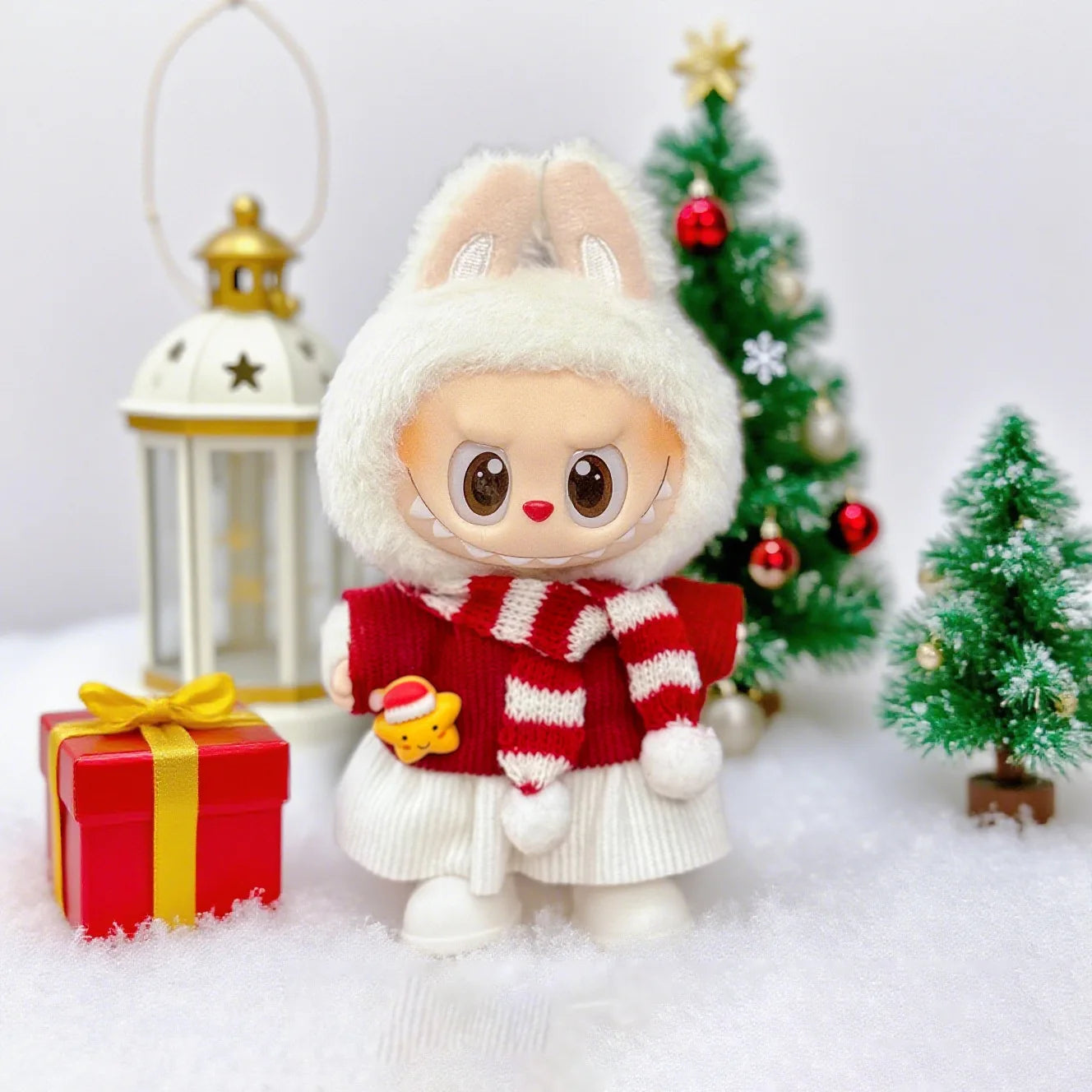 For Labubu Clothing: Festive Red Christmas Attire for V1/V2/V3 Dolls - Labubu Ropa Deer Costume Christmas Gift