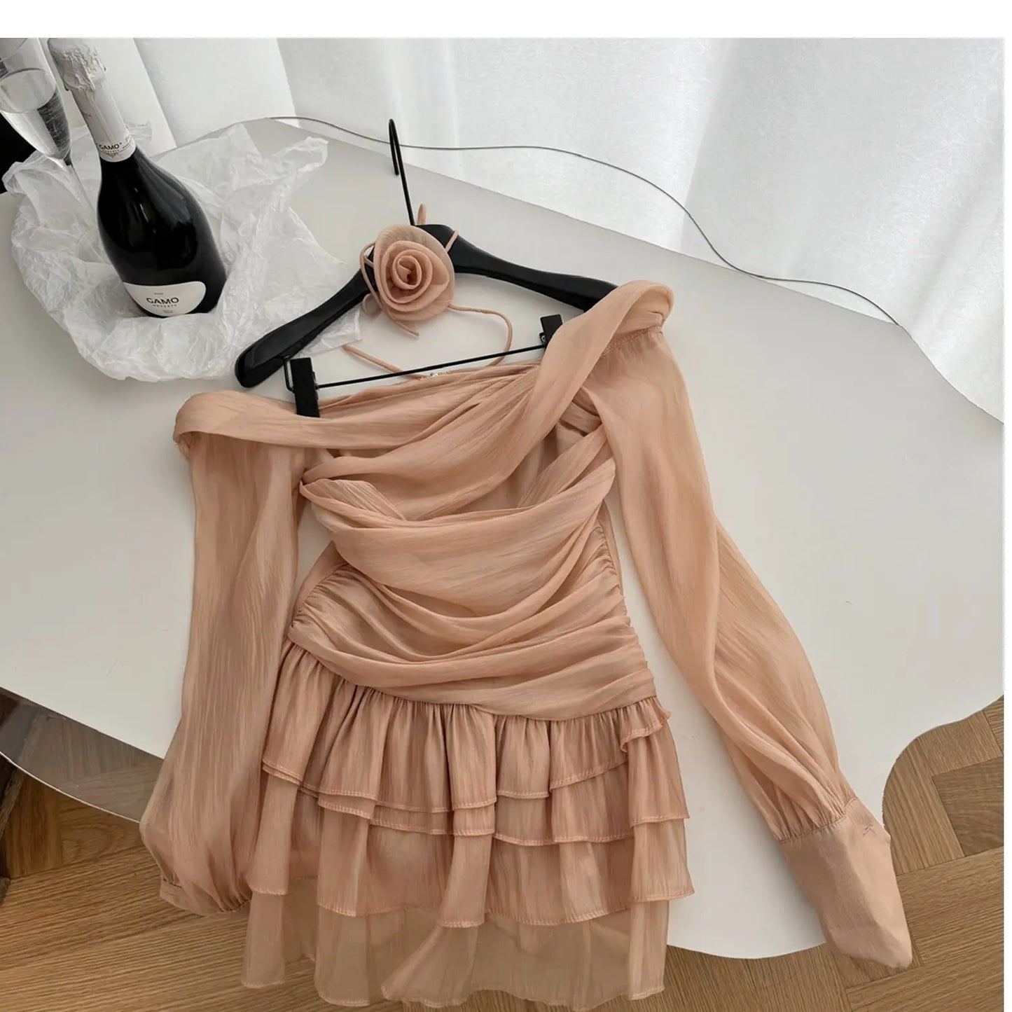Women's Sexy Summer Autumn Slash Neck Off Shoulder Long Sleeve Short Dress Lady Streetwear Party Holiday Mini Dress