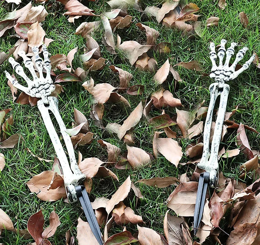 1-4PCS Halloween Simulation Skeleton Hand Prop Halloween Yard Floor Insert Ghost Hand Hand Bone Ghost Festival Dress Up Props