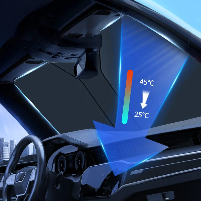 SEAMETAL Foldable Car Windshield Sun Shade Front Window Curtain Summer UV Refletive Sun Protection Cover Car Windscreen Sunshade