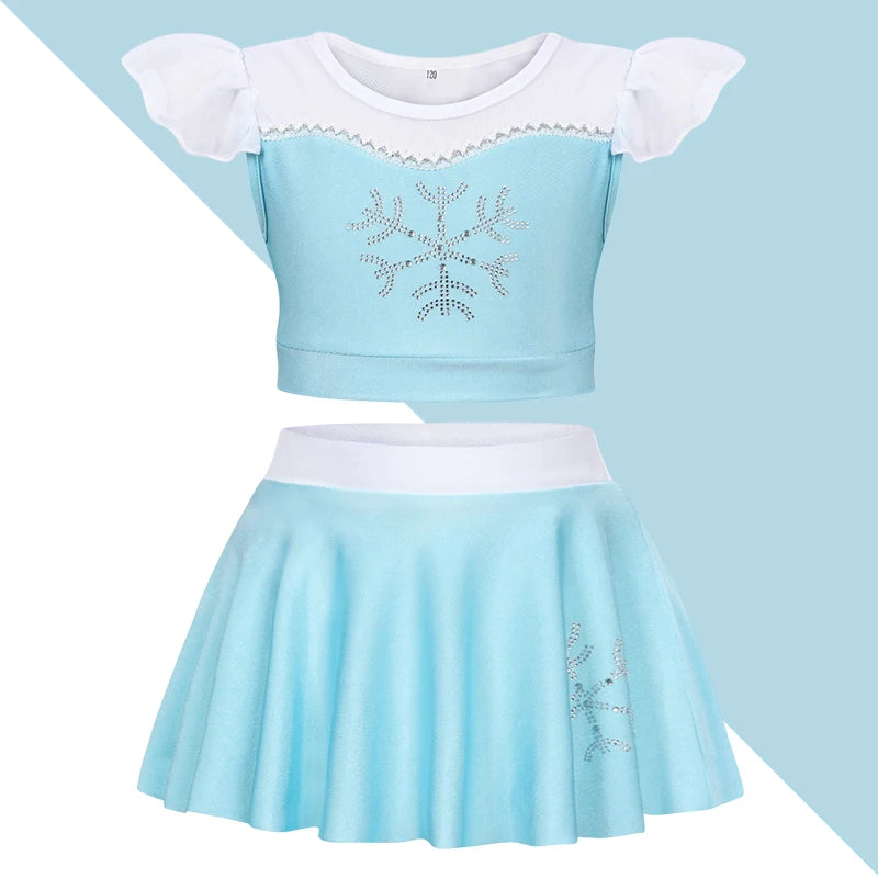 2025 Girls Two Piece Swimsuit Anna Elsa Belle Swimwear Princess Bodysuit Swimwear for Girls Childrens Bikini Beachwear Clothes