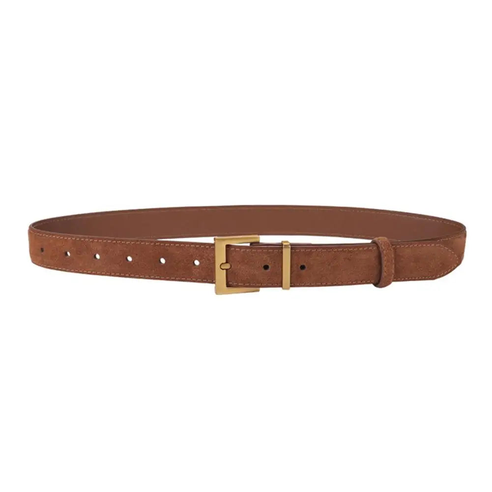 2025 Women Luxury Design Suede Leather Belt Casual Business Versatile Pin Buckle Waist Strap