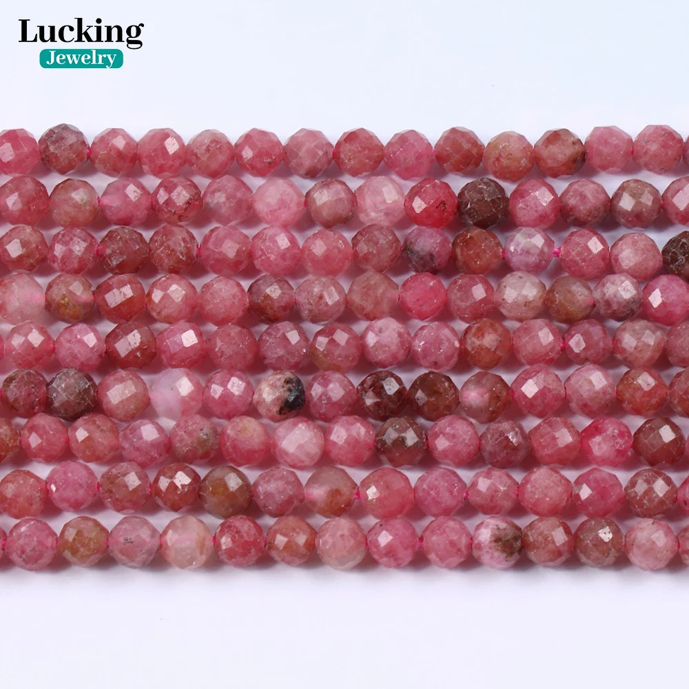 4-5mm Natural Pink Tourmaline Faceted Beads for Jewelry Making, Healing Crystals, DIY Crafts, Spiritual Gifts