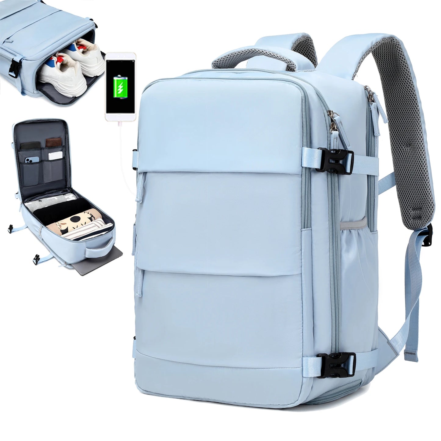 Travel backpack, can hold 15.6-inch laptop backpack, suitable for men and women with waterproof shoe compartment backpack