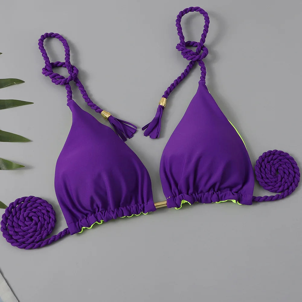 Swimsuit Women Bikinis Set Sexy Drawstring Bikini Beachwear Leopard Two-pieces Swimwear Bathing Suit Lace Up Bikini Set Biquinis