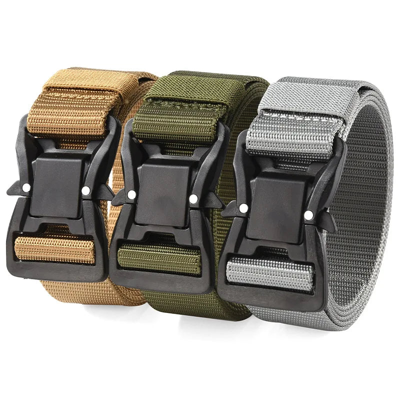 Plus Large LONG Size 125 140 160 180cm Men's Belt Canvas Multi-functional Tactical Quick Release Magnetic Alloy Buckle Belts