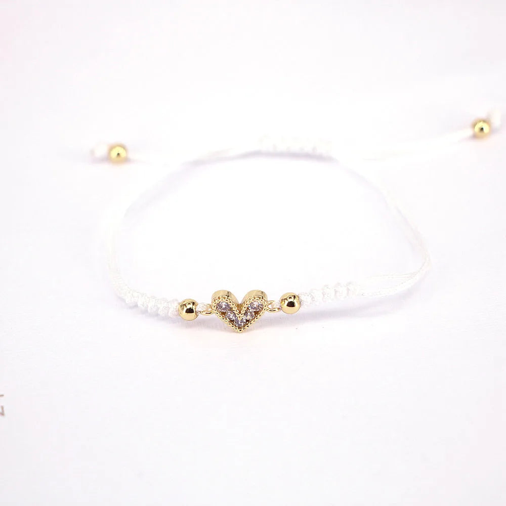 10PCS, Heart Shaped Love Rainbow Braided Bracelet Simple Trendy Ladies Thread Jewelry Gift Summer Charm Rope Cords Bracelets New