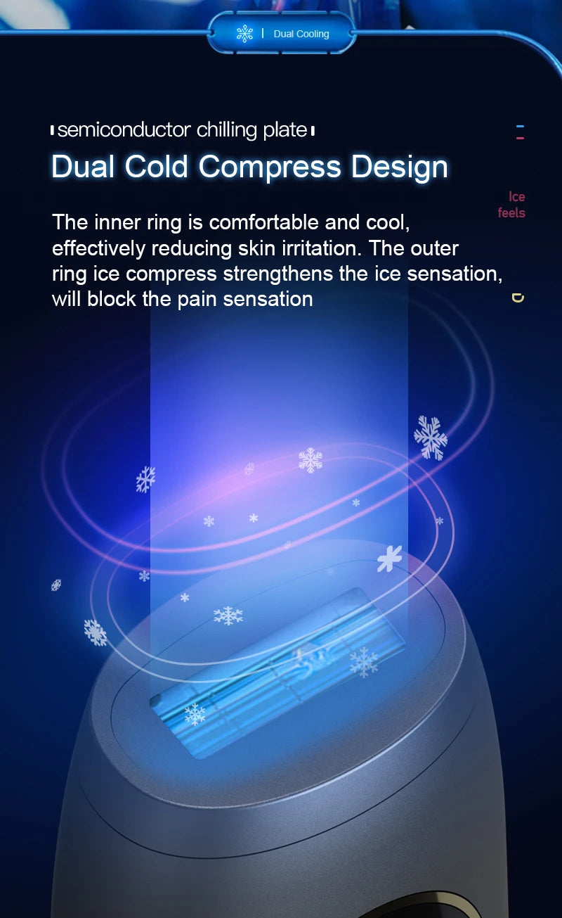 Rechargeable Laser Hair Removal Sapphire Cooling  Auto Permanent Painless Bikinis Trimmer in Home Icy Cold Wireless IPL Epilator