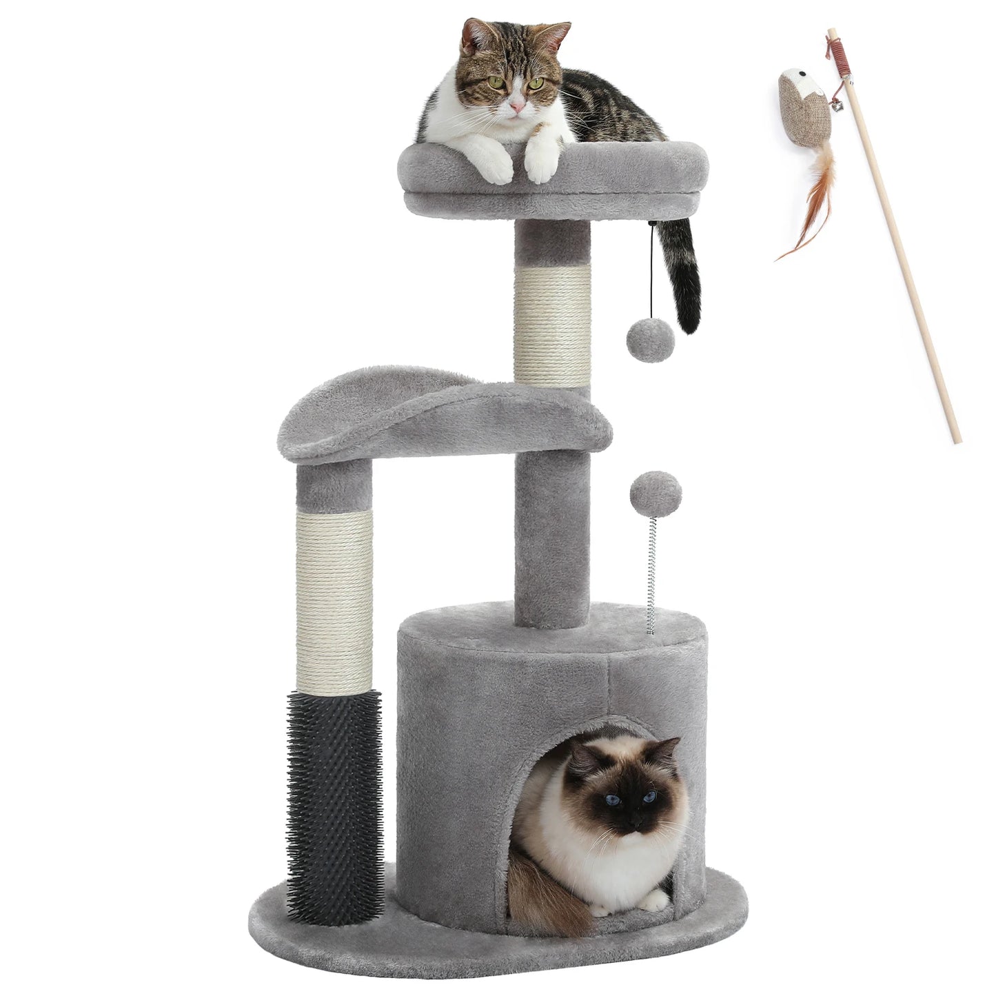 Pet Cat Tree House Condo Perch Entertainment Playground Stable Furniture for Kitten Multi-Level Tower for Large Cat Cozy Hommock