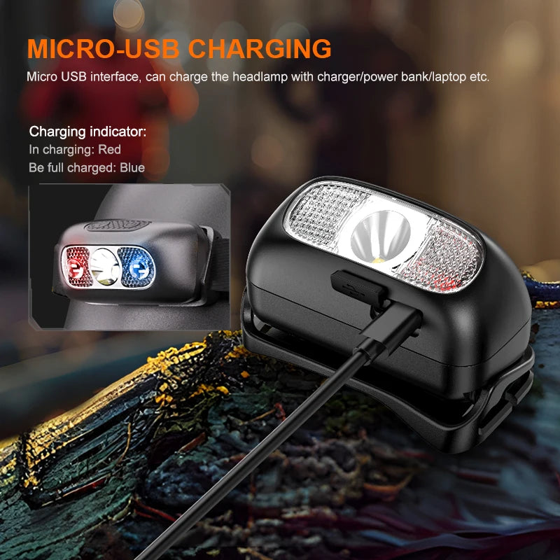 SUPERFIRE HL05-Y Rechargeable Powerful Sensor Headlamp USB High Power Headlight COB LED Waterproof Head Lamp Work Front Light