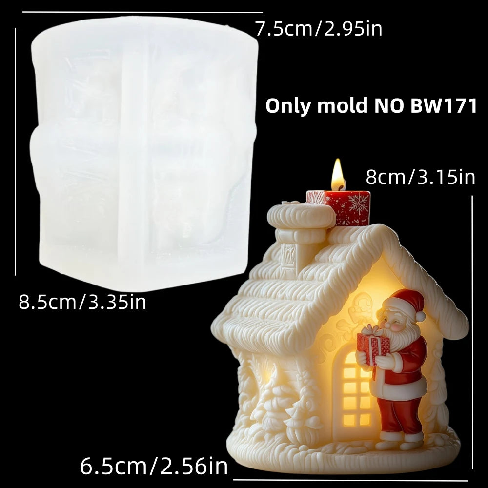 Santa Claus Take Balloon Cylindrical Scented Candle Silicone Mold Santa Claus Pull Balloon Resin Plaster Molds Christmas Gift