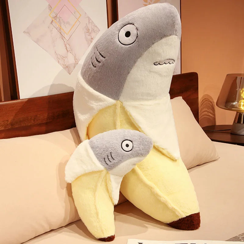 New Kawaii Transform Shark Banana Plush Toy Stuffed CuteShark Doll Animal Pillow Soft Cartoon Cushion Kid Christmas Gift