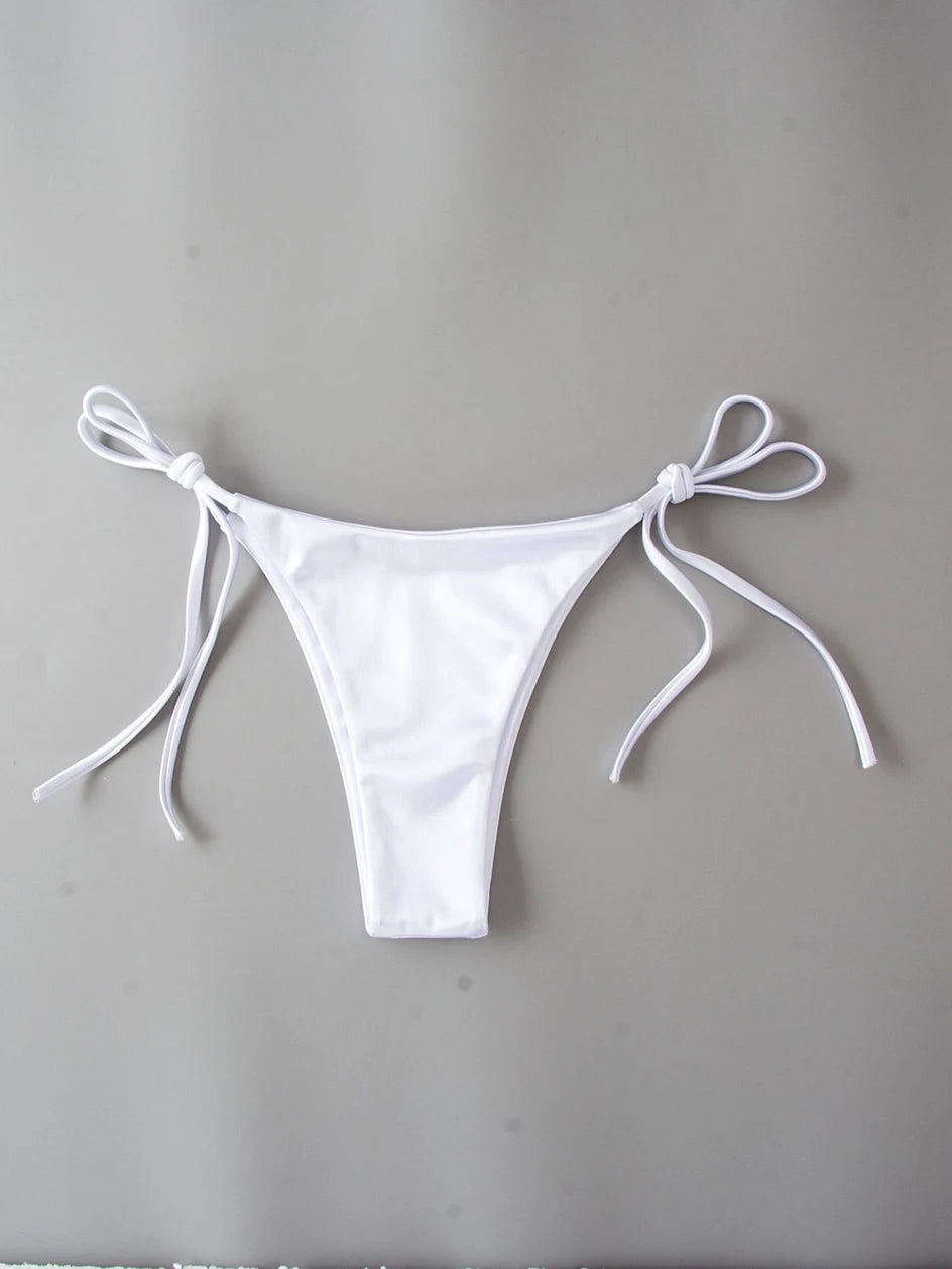 Metallic Halter Triangle Bikini 2023 Swimsuit Women Swimwear Female Bathing Suits Brazilian Thong Micro Bikinis Set Beach Wear